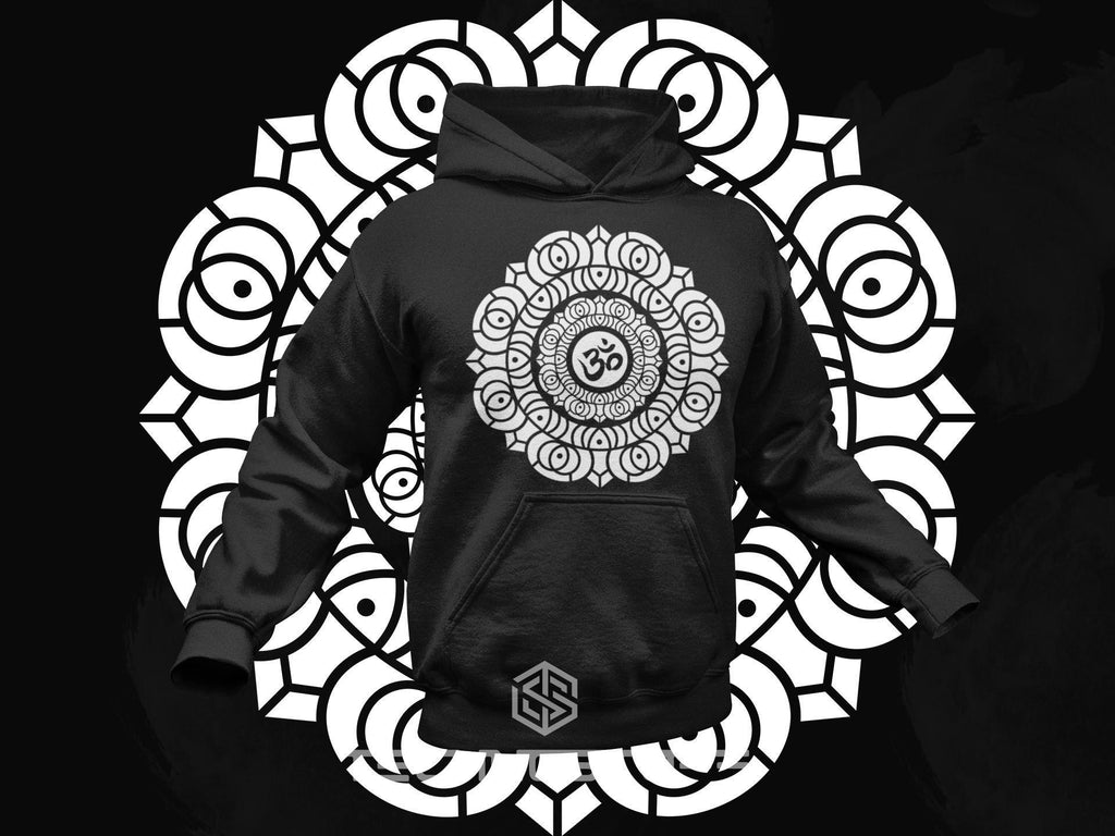 Schwarzer Goa Om Hoodie für Frauen und Männer