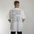 weißes oversized "Plato told" Raver T-Shirt von hinten, getragen von einem Mann