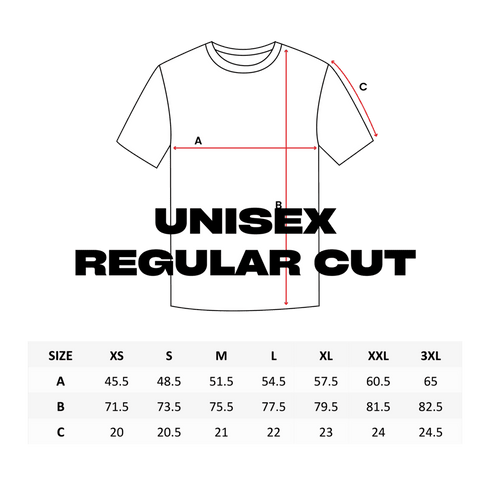 Unisex regular T-Shirt Größentabelle