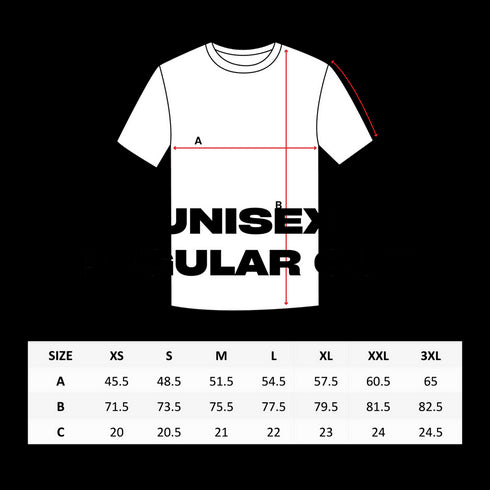 Unisex regular T-Shirt Größentabelle