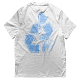 weißes Blue Decay T-Shirt für Raver flach von hinten, weißer Hintergrund