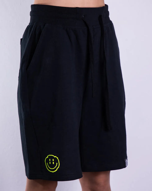 Distorted Smile kurze Frauen Hose für Raver in schwarz