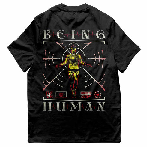 Being Human oversized oder regular T-Shirt von hinten in schwarz von Technostoff