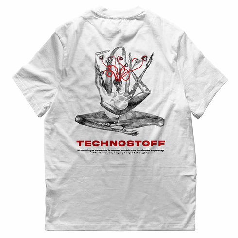 Brainwaves oversized oder regular T-Shirt von hinten in weiß von Technostoff