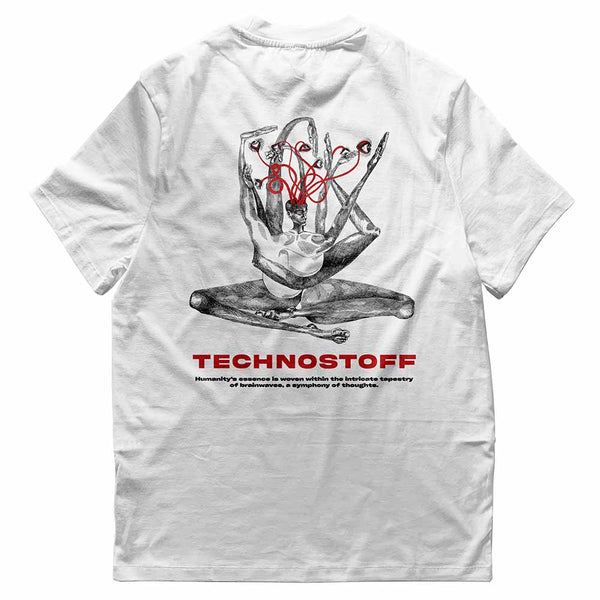 Brainwaves oversized oder regular T-Shirt von hinten in weiß von Technostoff