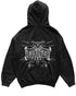 Mockup vom "Harmony" Zip Hoodie in schwarz, Ansicht von hinten.