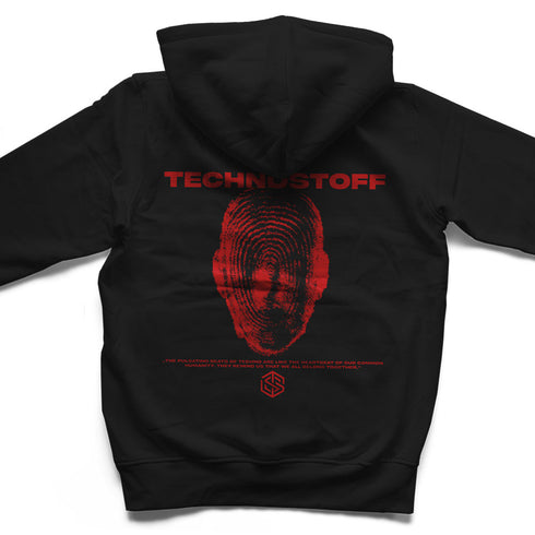 "Red Headed" Premium Zip Hoodie von Technostoff in schwarz, Rückansicht