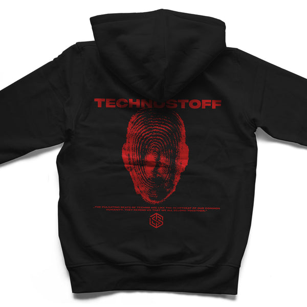 "Red Headed" Premium Zip Hoodie von Technostoff in schwarz, Rückansicht