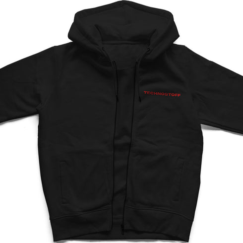 "Red Headed" Premium Zip Hoodie von Technostoff in schwarz, Vorderansicht