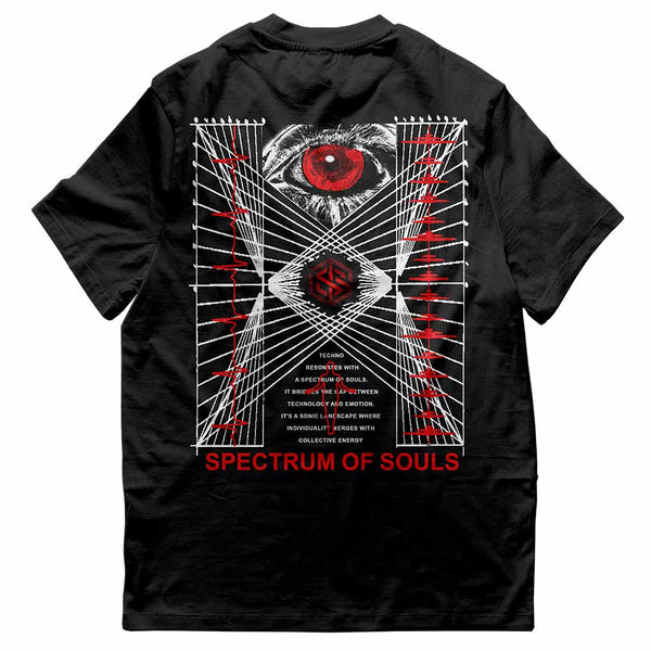 Spectrum Of Souls T-Shirt von hinten in schwarz von Technostoff