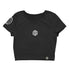 Technostoff Stripe Crop Top in schwarz, Flatlay Mockup von vorne