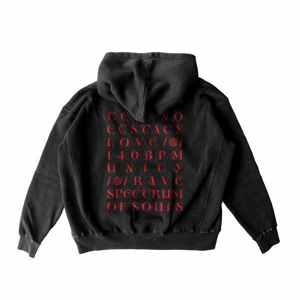 "Unity" Ultra Heavy Hoodie in schwarz von Technostoff, Rückansicht