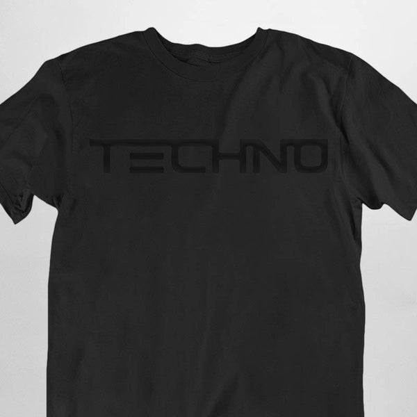 Geheel zwart techno T-shirt (uniseks)
