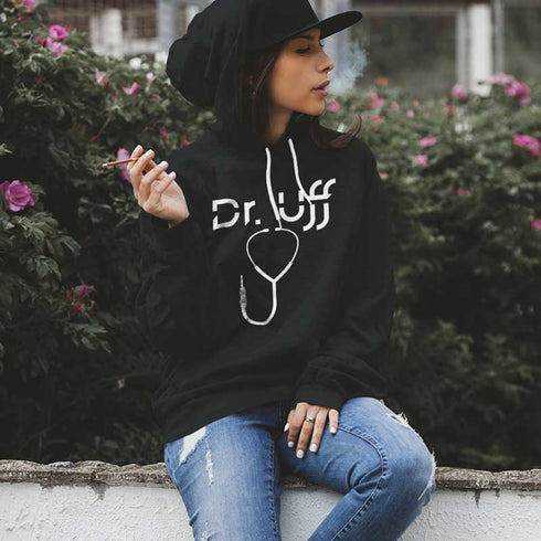 Dr. Uff Premium Raver Hoodie für Afterhour in schwarz