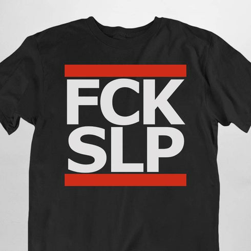 schwarzes Fuck Sleep FCK SLP T-Shirt für Männer