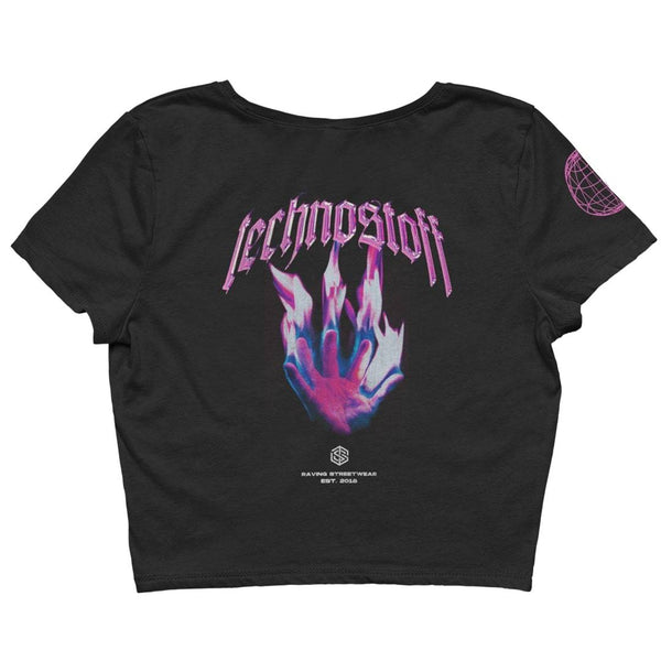 Technostoff Firehand Crop Top in schwarz von hinten