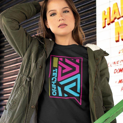 Flashback Techno buntes T-Shirt für Frauen