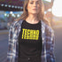 Schwarzes Yellow Techno T-Shirt für Frauen