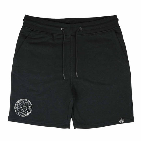 Technostoff Summer Globe Collection kurze Hose Shorts in schwarz von vorne