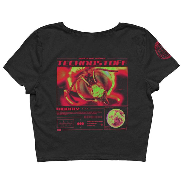 Technostoff Moon Bee Crop Top in schwarz von hinten