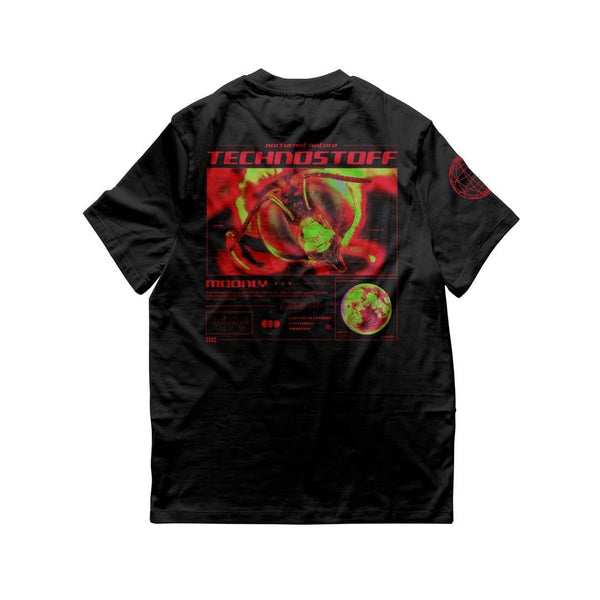 Technostoff Moon Bee oversized T-Shirt in schwarz von hinten