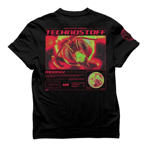 Technostoff Moon Bee regular T-Shirt in schwarz von hinten
