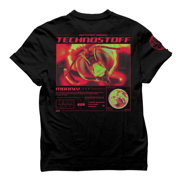 Technostoff Moon Bee regular T-Shirt in schwarz von hinten