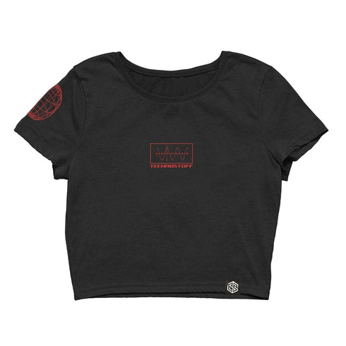 Technostoff Moon Bee Crop Top in schwarz von vorne