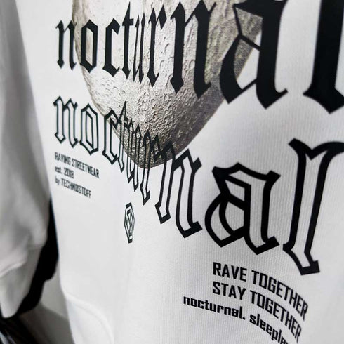 Nocturnal White Premium Hoodie von Technostoff Close Up