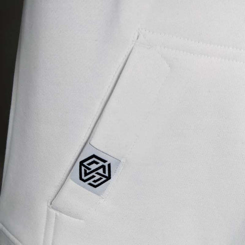 Nocturnal White Premium Hoodie von Technostoff Label an Tasche