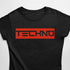 Red Techno Stripe T-Shirt mit rotem Techno Aufdruck