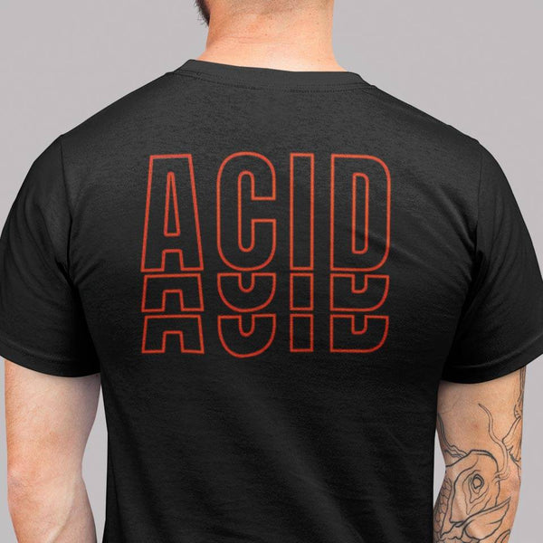 Acid Rave T-Shirt mit rotem Rückenaufdruck