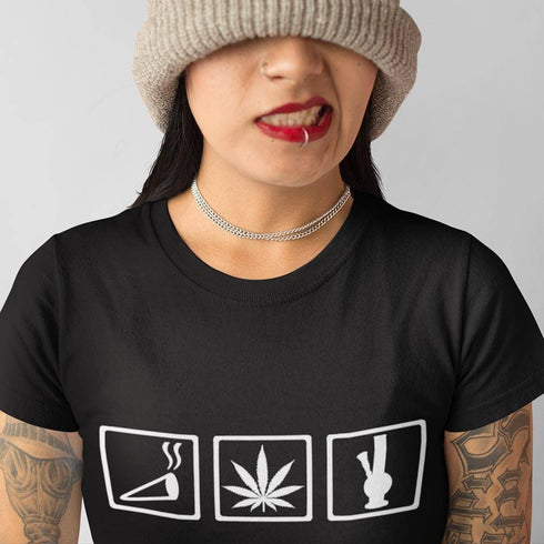 Smoke All Day T-Shirt (Black or White / Women)