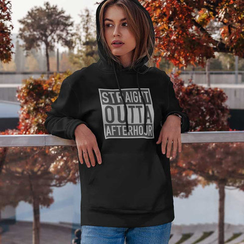 Straight Outta Afterhour Premium Raver Hoodie für Frauen in schwarz