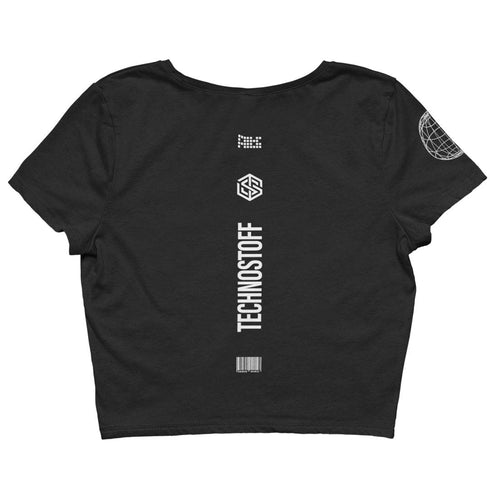 Technostoff Stripe Crop Top in schwarz von hinten