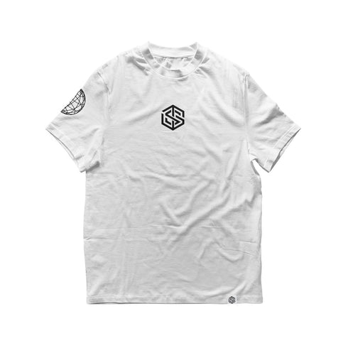 Technostoff Stripe oversized T-Shirt in weiß von vorne