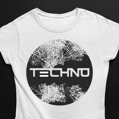 Techno Circle Kreis T-Shirt in weiß