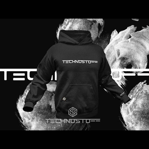 Technostoff Classic Lettering Hoodie in schwarz