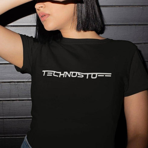 Technostoff Classic Raver T-Shirt in schwarz für Frauen