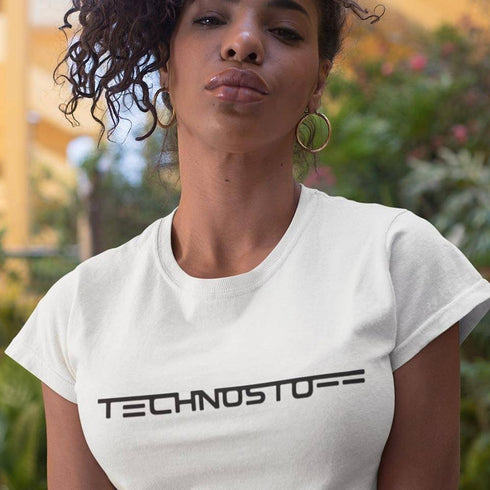 Technostoff Classic Raver T-Shirt in weiß für Frauen