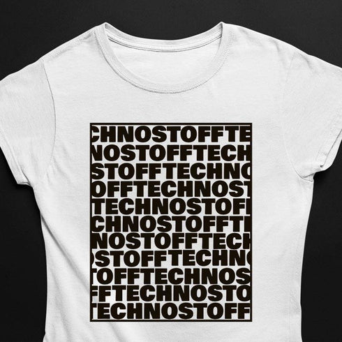 Technostoff Square T-Shirt für Frauen in weiß für Rave und Festival