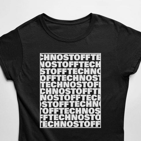 Schwarzes Festival Techno T-Shirt für Frauen