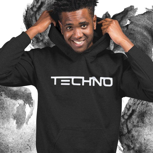 Schwarzer Techno Premium Hoodie für Männer
