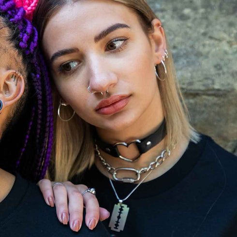 Technostoff Raver Halsband Choker mit Herz