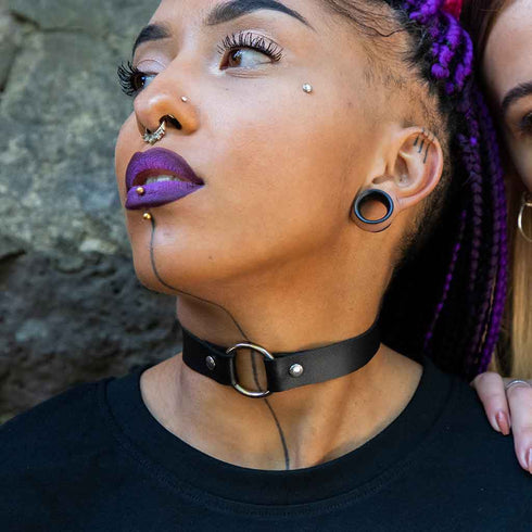 Technostoff Raver Halsband Choker mit Ring