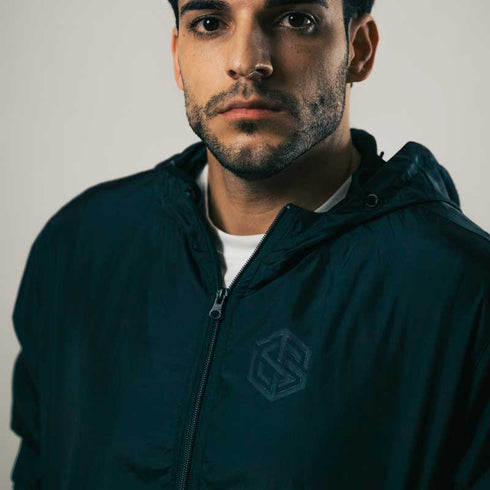 Technostoff Classic Windbreaker Black on Black für Raver