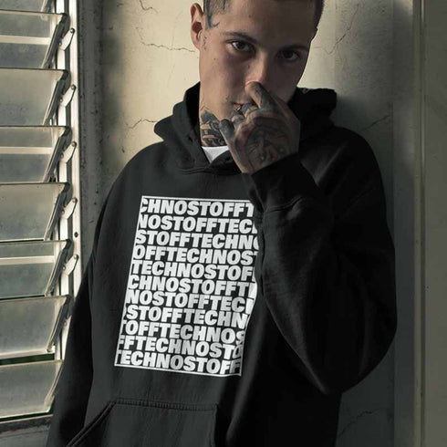 Technostoff Square Raver Hoodie in schwarz für Männer