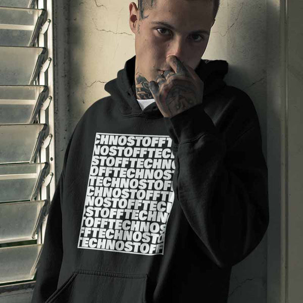 Technostoff Square Raver Hoodie in schwarz für Männer