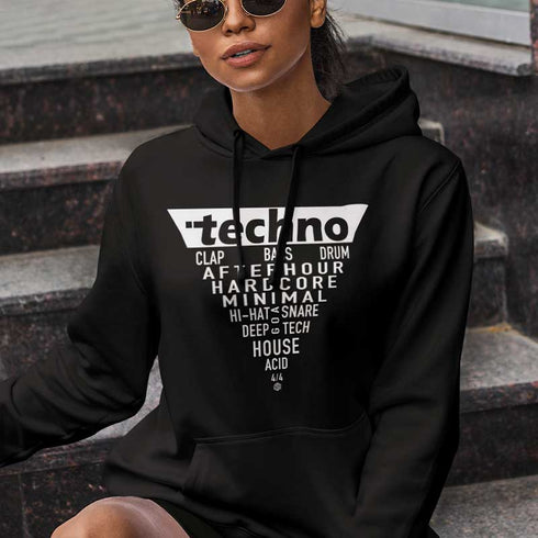 Techno Triangle Premium Raver Hoodie für Frauen in schwarz