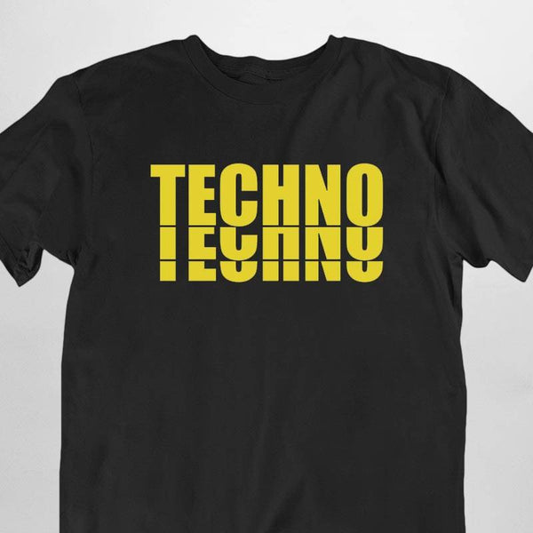 Yellow Festival Raver Techno T-Shirt in schwarz für Männer